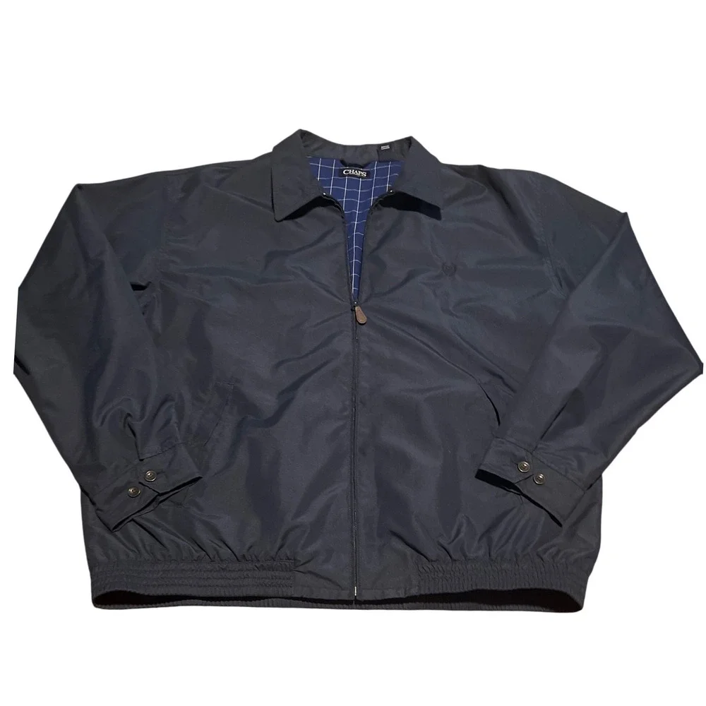 Chaps Men's Bomber Jacket Navy‎ Full Zip Size XXL Lightweight